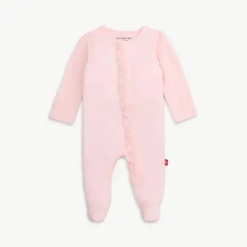Magnetic Footie with Ruffle – Pink Dogwood - (Size 0-3)