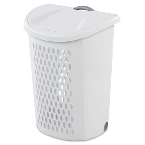 Sterilite Ultra™ Rolling Laundry Basket with Handle, Lift Top for Clothes, White