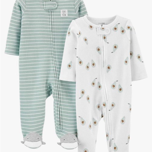Simple Joys by Carter's Baby 2-Way Zip Thermal Footed Sleep and Play, Pack of 2