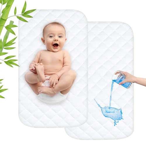 Asatdd Waterproof Bassinet Mattress Pad Protector Cover Compliable with Papablic 2 in 1 Bonni, Cowiewie Bassinet Bedside Sleeper, Ultra Soft, Breathable and Comfortable, 2 Pack