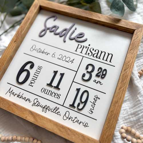 Personalized Baby Birth Stats Sign