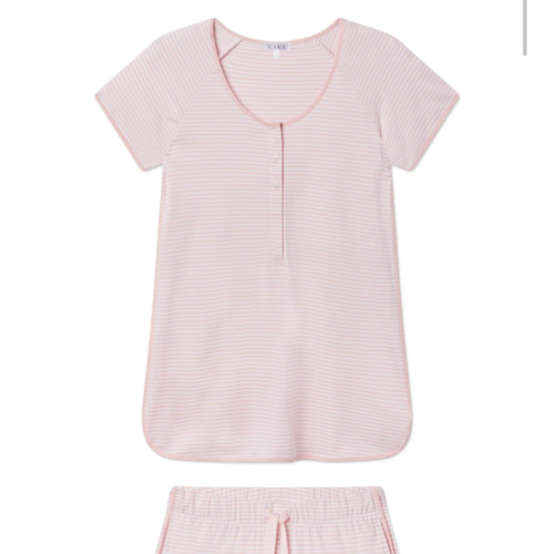 LAKE | Women | Pima Cotton Pajamas | English Rose Stripe Maternity Shorts Set