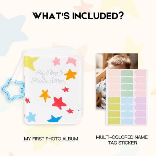 Baby's My First Photo Album for Baby Holds 21 4x6 Photos, Baby Photo Album Soft Cloth Family Book, My First Family Album for 4x6 Baby Shower Kids Toddlers Family Pictures, Toddler Photo Album (White)