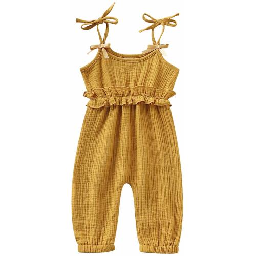 Kids Newborn Infant Baby Boys Girls One Piece Romper Clothes Jumpsuit Ruffled Halter Bodysuit - 18-24 Months - Yellow