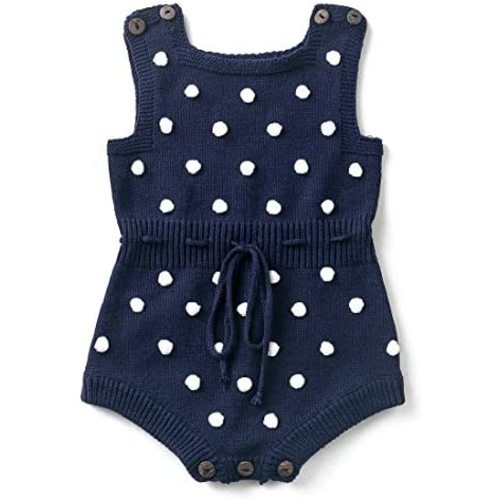 Simplee kids Baby Girl Knit Romper Fall Sleeveless Pompoms Rompers Newborn Little Girl Overall Jumpsuit Outfits