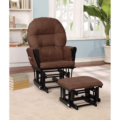 Naomi Home Brisbane Glider and Ottoman Set Black/Chocolate