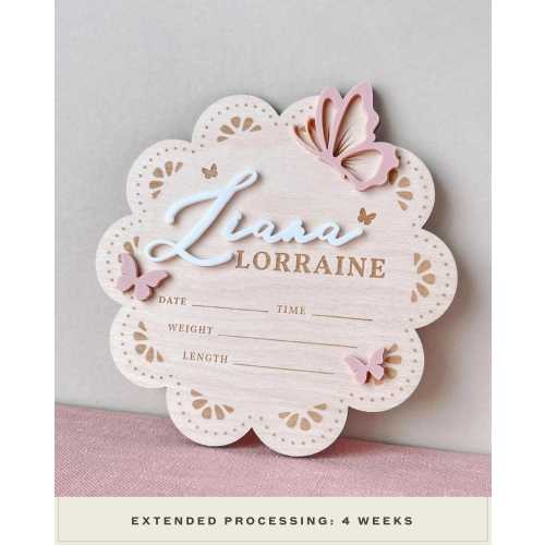Name Announcement Sign Butterfly Baby Announcement Sign Butterfly Birth Announcement Name Sign Newborn Butterfly Baby Name Announcement Sign