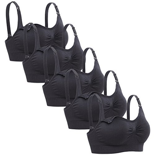 Lataly Womens Sleeping Nursing Bra Wirefree Breastfeeding Maternity Bralette Pack of 5