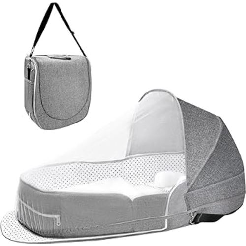 Baby Travel Bassinet Portable Bassinets: Foldable Lightweight Travel Pod Infant Co-Sleeper Bed with Mosquito and Canopy Outdoor Newborn Essentials Gift