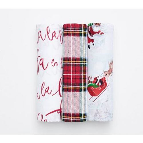 My First Christmas Swaddle Set of 3 , White/Black Santa