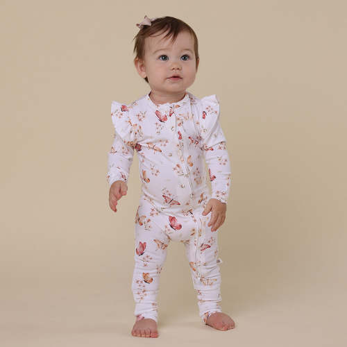 Butterfly Organic Baby Snugglesuit Convertible Romper | Snuggle Hunny