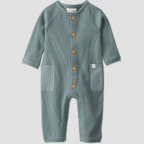 Little Planet by Carter's Organic Baby Waffle Romper - Gray, Size: 3M