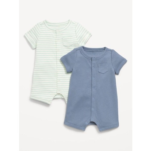 Short-Sleeve Ribbed Pocket One-Piece Romper 2-Pack for Baby