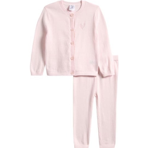 Pointelle Heart Cardigan & Sweater Pants Set, 9M