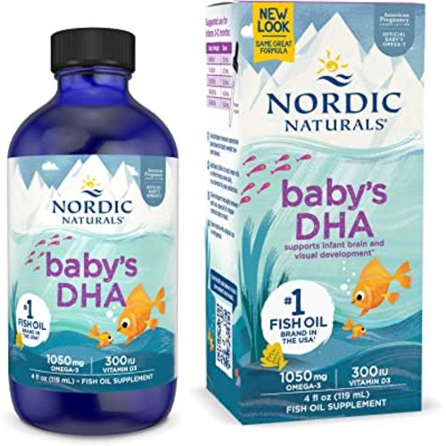 Nordic Naturals Baby’s DHA, Unflavored - 4 oz - 1050 mg Omega-3 + 300 IU Vitamin D3 - Supports Brain, Vision & Nervous System Development in Babies - Non-GMO - 24 Servings