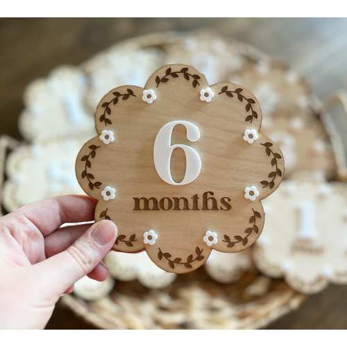 Baby Monthly Milestones Photo Prop - Floral Monthly Milestone Marker