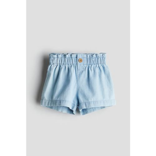 Cotton Paper-bag Shorts, Light denim blue - size 6M (4-6M)