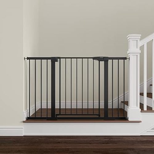 Baby Gate Extra Wide, 29.5-51'' Pressure Mounted Dog Gate with Walk Thru Door, Auto Close Pet Gate for House, Stairs, Doorways,Black