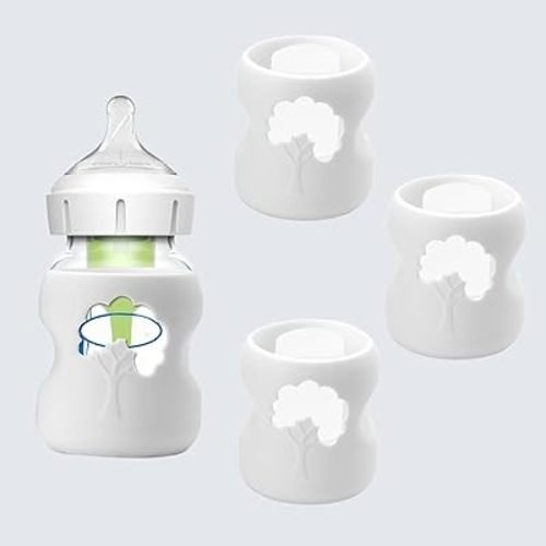 3 Pack White Silicone Sleeves for Dr. Brown's Glass Baby Bottles 5oz, Anti-Slip & Anti-Breakage Design, Compatible with Dr. Brown's Wide-Neck 5oz Glass Bottles, Baby Bottle Holder for Extra Protection