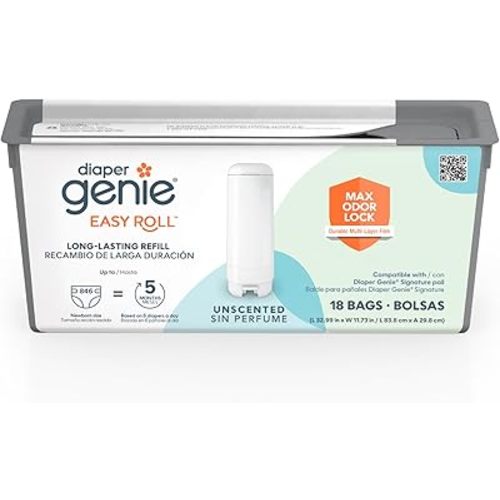 Diaper Genie Easy Roll Refill with 18 Bags, Holds up to 846 newborn diapers per refill