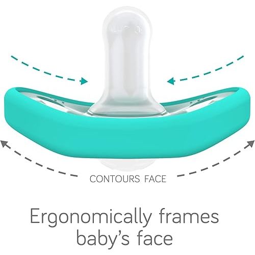 Nanobebe Baby Pacifiers 0-3 Month - Orthodontic, Curves Comfortably with Face Contour, Award Winning for Breastfeeding Babies, 100% Silicone, Baby Registry Gift 4pk,Pink/Grey