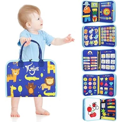 Board Montessori Toy for Toddlers, Educational Learning Activity Sensory Board, Developing Sensory Toy for Fine Motor Skills, Travel Toy for Plane Car, Birthday Gift for Boys Girls