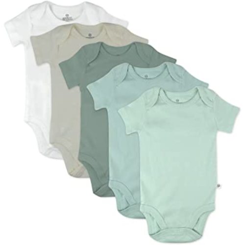 HonestBaby baby-boys 5-pack Short Sleeve Bodysuits One-piece 100% Organic Cotton for Infant Baby Boys, Unisex