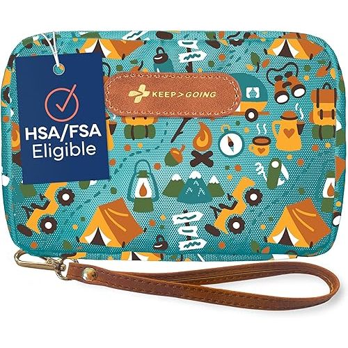 KeepGoing Travel First Aid Kit for Kids – 130 Pc. for Car, Home, Purse, Diaper Bag & Backpack with Latex-Free Bandages - Mini First Aid Kit Travel Size TSA-Approved