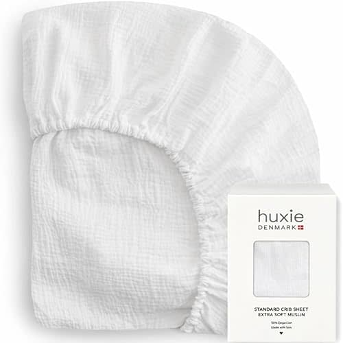 Crib Sheets β Organic Cotton Muslin Fitted Crib Sheet β Standard Size for Baby Boy and Baby Girl 28" x 52" Ultra-Soft and Breathable. (Soft White)
