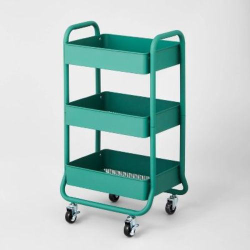 3 Tier Metal Utility Cart White - Brightroom™: Rolling Storage Trolley With Wheels, Powder-coated Steel, 31.3" Height : Target