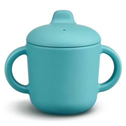 6 Months+ Sippy Cups with Handles,Small Silicone Sippy Cups Leak Proof 5oz,No Spill Sippy cups for Toddlers (Green)