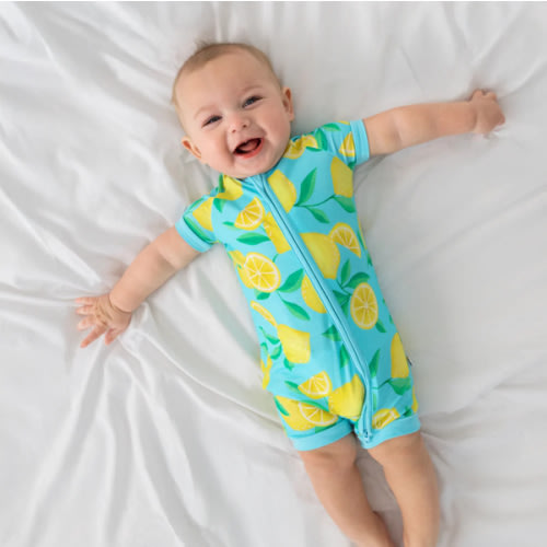 Blue Sunny Citrus Shorty Zippy – Little Sleepies