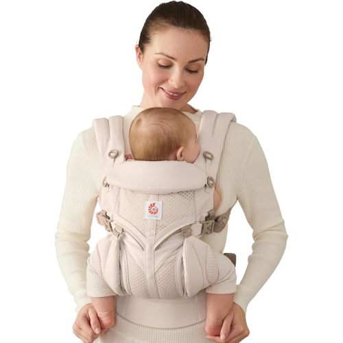 Ergobaby Omni Classic Baby Carrier for Newborn to Toddlers 0-48 Months (7-45 lbs) - 4-Position Breathable Mesh Baby Carrier with Ergonomic Support - Natural Beige