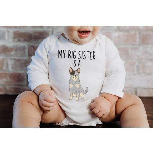 My Big Brother / Sister is a Heeler Baby Bodysuit, Dog Baby Boy Baby Girl Clothes, One Piece Romper, Australian Cattle Dog Baby Shower Gift