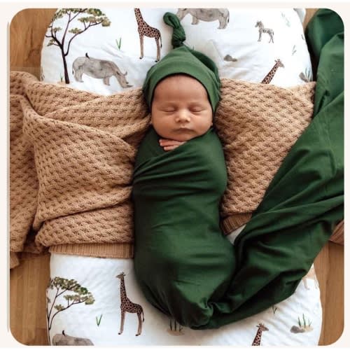 Olive Organic Baby Jersey Swaddle Wrap & Beanie | Snuggle Hunny