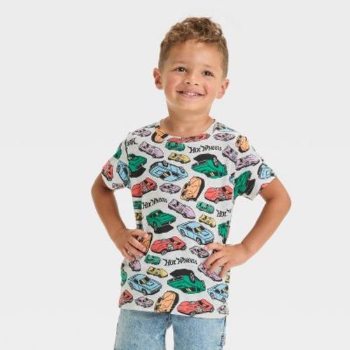 Toddler Boys' Hot Wheels Short Sleeve T-Shirt - Oatmeal 5T