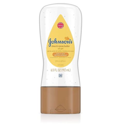 Johnson's Baby Oil Gel, Moisturizing Baby Massage Mineral Oil Enriched with Shea & Cocoa Butter, Dry Skin Relief for Babies, Kids & Adults, Nourishing & Gentle on Delicate Skin, 6.5 fl. oz