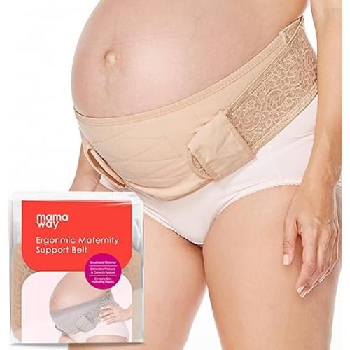 Mamaway Pregnancy Belly Band, Ergonomic Maternity Belt, Adjustable Prenatal Cradle Band, Skin-friendly & Breathable Belly Sling, Back Pain Relief & Waist/Abdomen/Pelvic Support