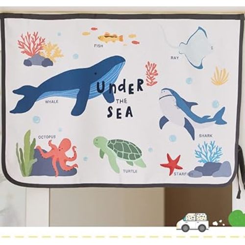 Magnetic Car Sun Shade Curtain for Side Window – Sun Blocker and UV Protector for Baby, Kids, and Pets – Universal Fit with Built-in Magnets for Steel-Framed Door (Sea Friends)