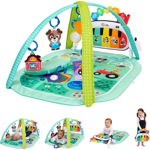 Baby Einstein Farm Explorers 4-in-1 Kickin’ Tunes Musical Meadow Music & Language Discovery Gym, Ages 0 Months and Up