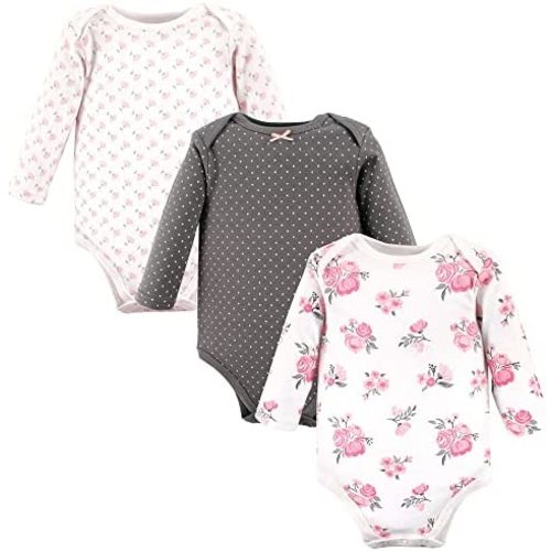 Hudson Baby Baby Girls' Cotton Long-sleeve Bodysuits 3-pack