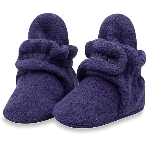 Zutano Unisex Fleece Baby Booties, Soft Sole and Non Slip | Stay On Slipper Socks for Infant/Toddler, Girls, Boys 3-24 Months