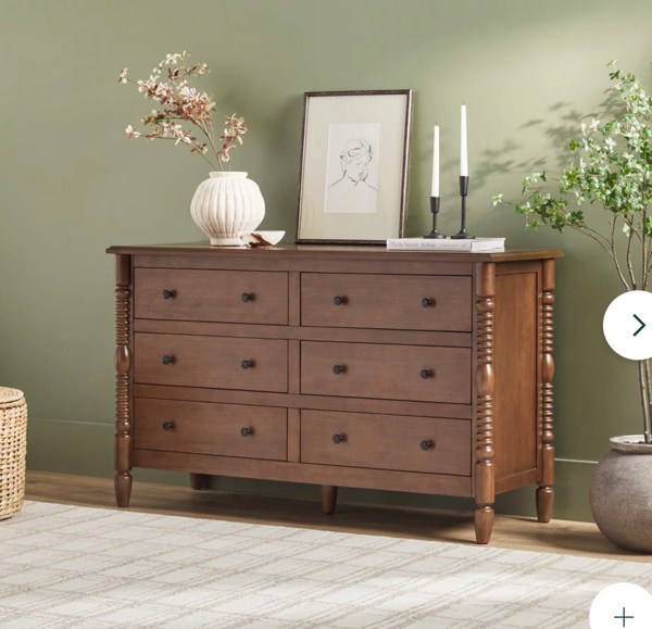 Traditional Vivienne 6-Drawer Easy Assembly Solid Wood Dresser