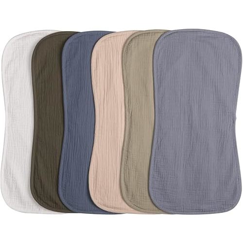 Muslin Burp Cloths 20" x 10",100% Cotton Pack of 6r, Extra Soft and Absorbent,Suitable for both boys and girls
