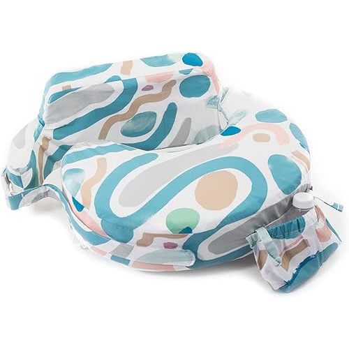 My Brest Friend Organic Cotton Super Deluxe Nursing Pillow - Enhanced Comfort & Ergonomic Breastfeeding Pillow - Ultimate Support For Mom & Baby - Adjustable with Handy Side Pocket, Modern Art