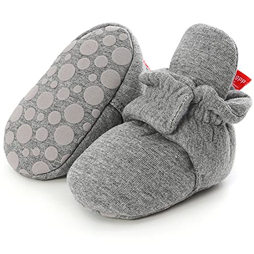 KIDSUN Infant Baby Boy Girl Cozy Fleece Bootie Newborn Stay On Slipper Winter Warm Gripper Non-Slip Crib Shoes