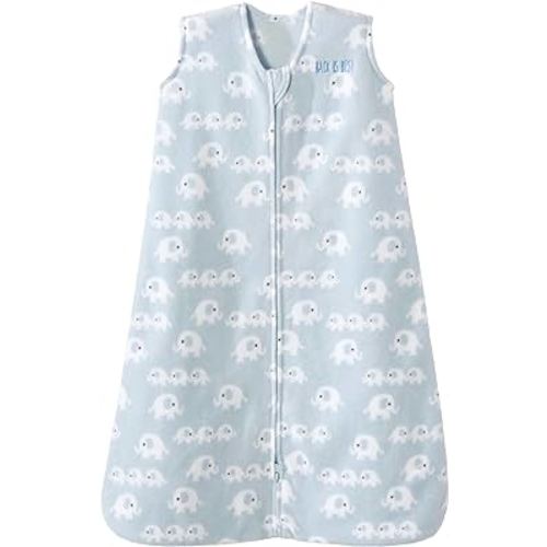 HALO SleepSack, Micro-Fleece Wearable Blanket, Swaddle Transition Sleeping Bag, TOG 1.0, Blue Elephants, Medium, 6-12 Months