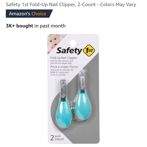 Safety 1st Fold-Up Nail Clipper, 2-Count - Colors May Vary