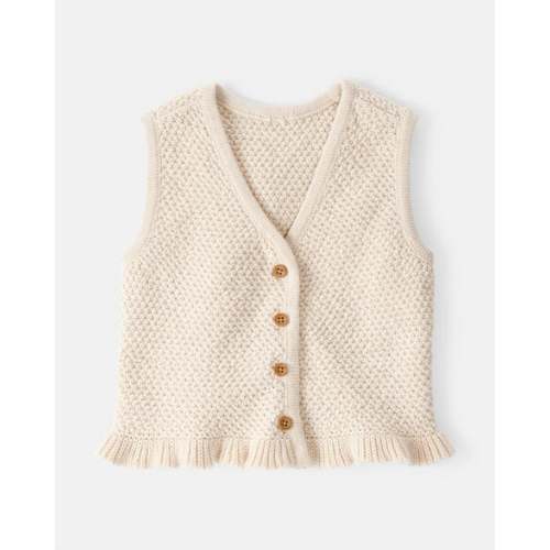 Baby Girl Button-Up Sleeveless Vest - Cream - OshKosh | Carter's