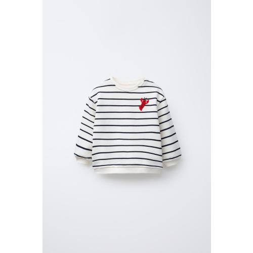 STRIPED SWEATSHIRT WITH LOBSTER EMBROIDERY - Oyster-white | ZARA Canada